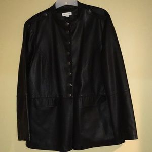 Black imitation leather coat size large